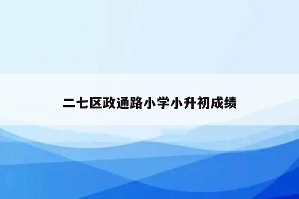 二七区政通路小学小升初成绩