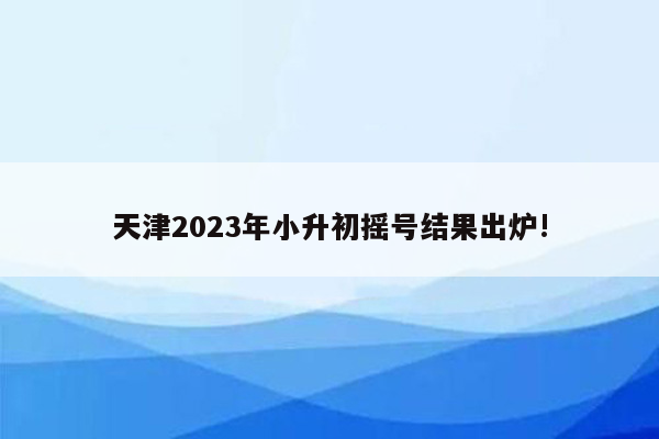 天津2023年小升初摇号结果出炉!