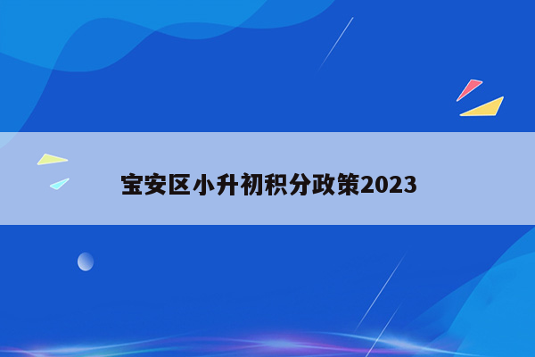 宝安区小升初积分政策2023