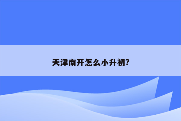 天津南开怎么小升初?