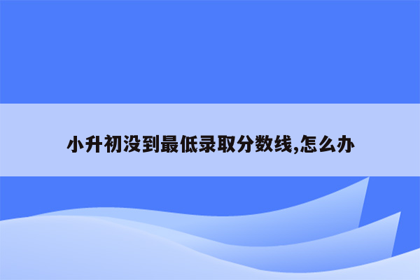 小升初没到最低录取分数线,怎么办