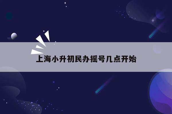 上海小升初民办摇号几点开始