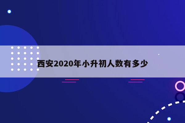 西安2020年小升初人数有多少