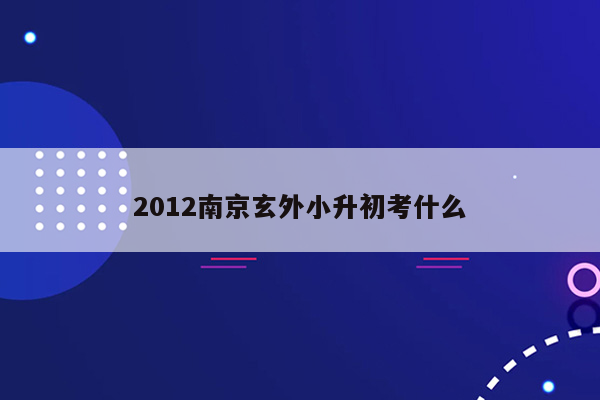 2012南京玄外小升初考什么