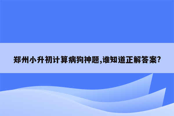 郑州小升初计算病狗神题,谁知道正解答案?