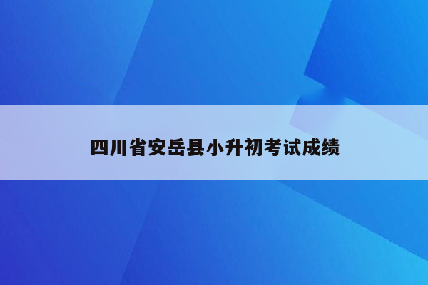 四川省安岳县小升初考试成绩