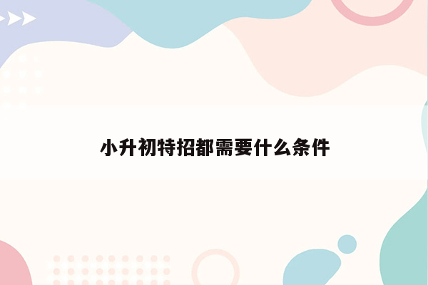 小升初特招都需要什么条件