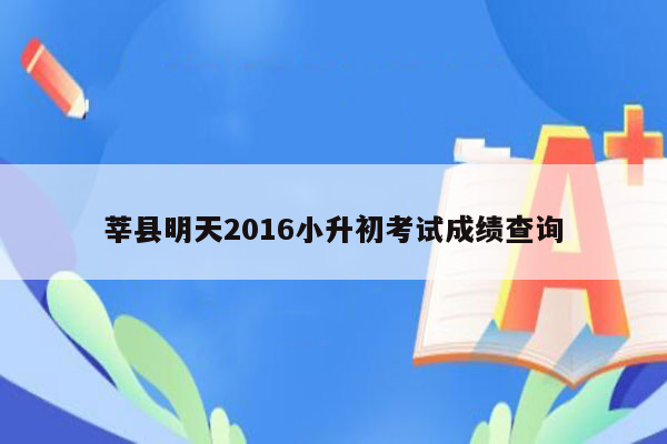 莘县明天2016小升初考试成绩查询