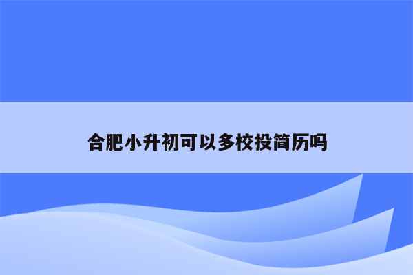 合肥小升初可以多校投简历吗