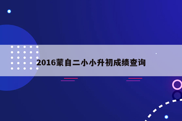 2016蒙自二小小升初成绩查询