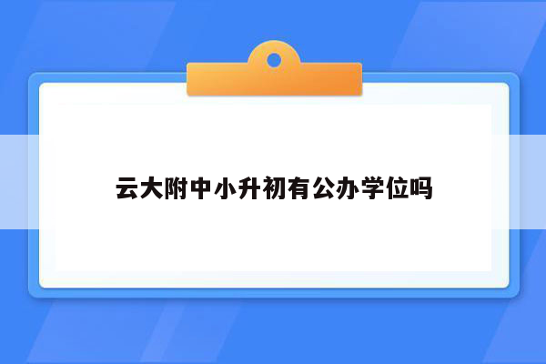 云大附中小升初有公办学位吗