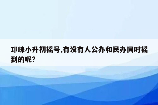 邛崃小升初摇号,有没有人公办和民办同时摇到的呢?