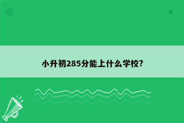 小升初285分能上什么学校?