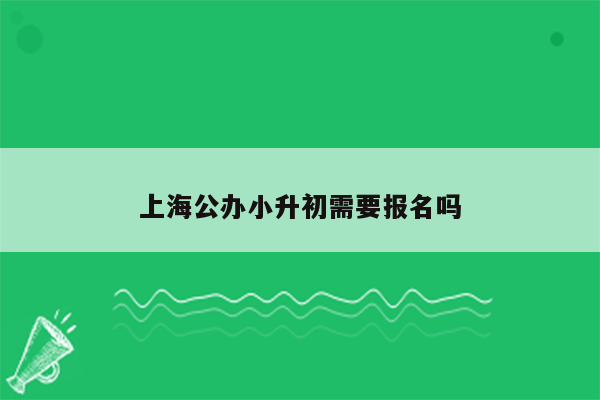 上海公办小升初需要报名吗