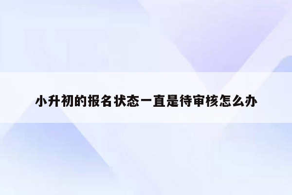 小升初的报名状态一直是待审核怎么办