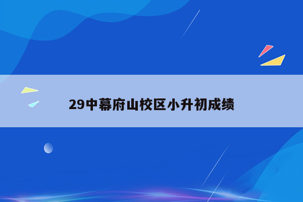 29中幕府山校区小升初成绩