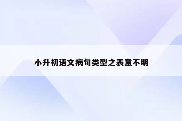 小升初语文病句类型之表意不明