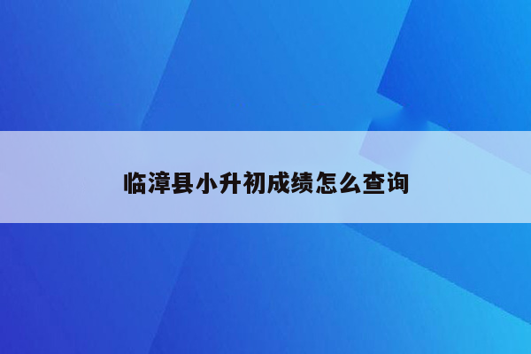 临漳县小升初成绩怎么查询