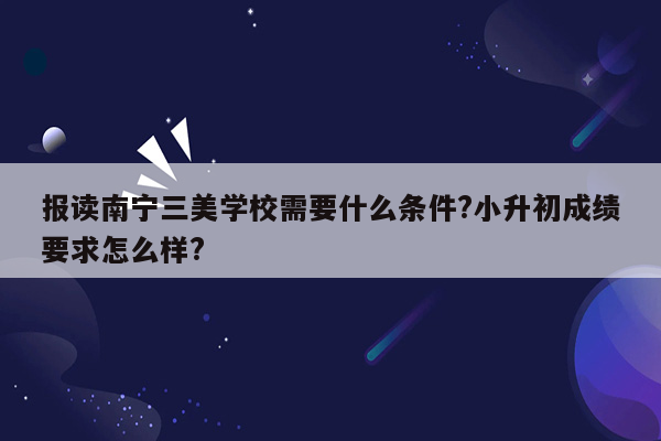 报读南宁三美学校需要什么条件?小升初成绩要求怎么样?