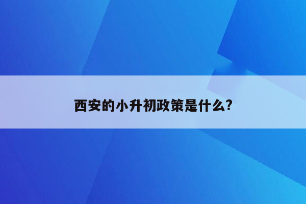 西安的小升初政策是什么?