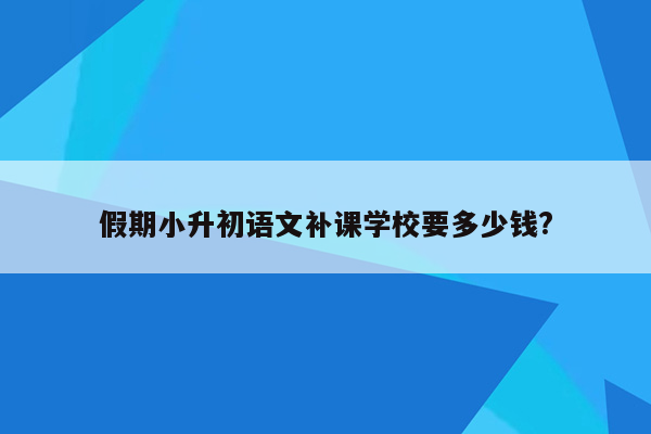 假期小升初语文补课学校要多少钱?