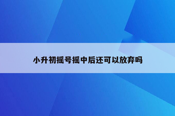 小升初摇号摇中后还可以放弃吗