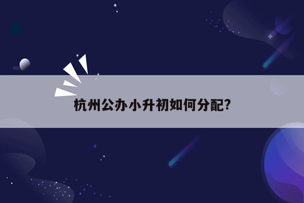 杭州公办小升初如何分配?