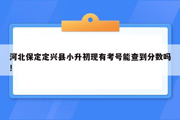 河北保定定兴县小升初现有考号能查到分数吗!