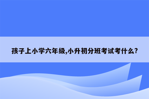 孩子上小学六年级,小升初分班考试考什么?