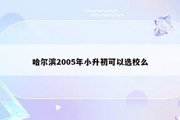 哈尔滨2005年小升初可以选校么