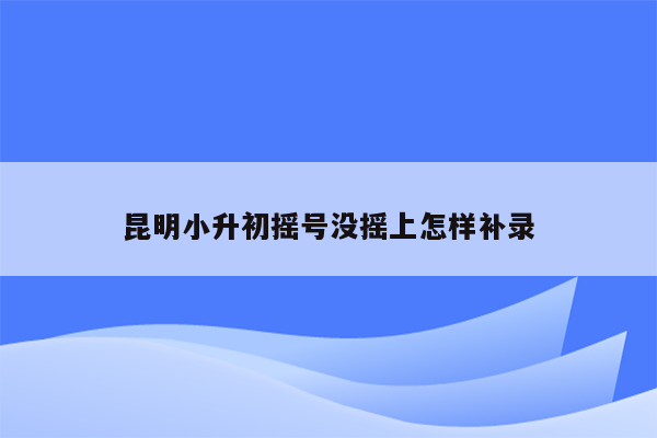 昆明小升初摇号没摇上怎样补录