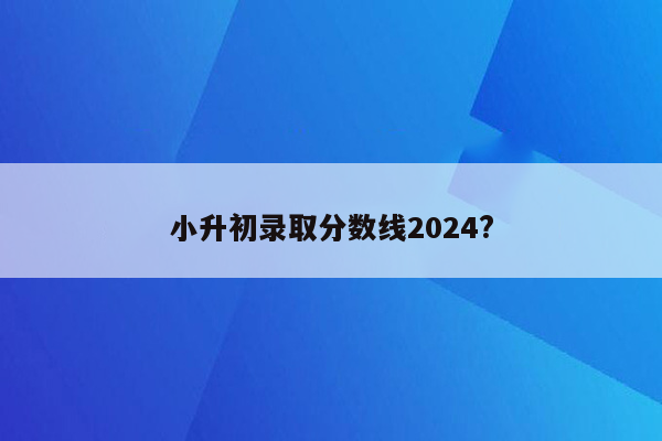 小升初录取分数线2024?