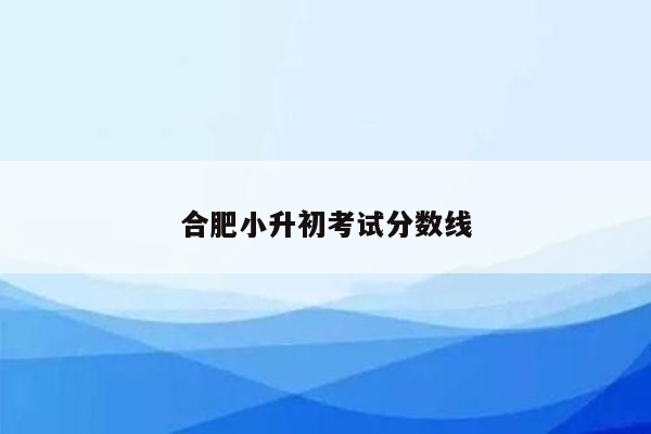 合肥小升初考试分数线