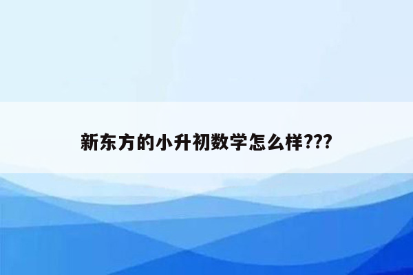 新东方的小升初数学怎么样???