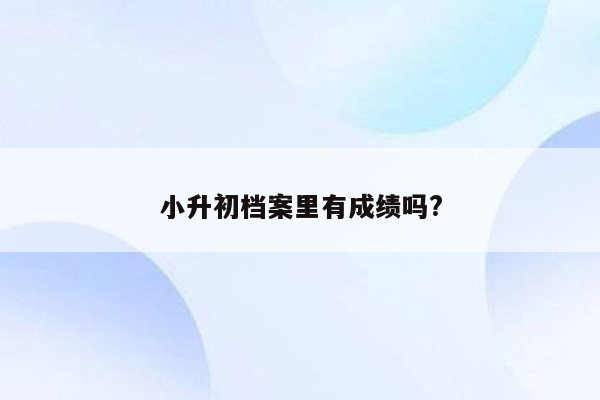 小升初档案里有成绩吗?