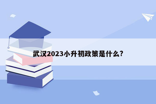 武汉2023小升初政策是什么?