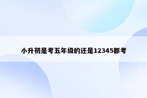 小升初是考五年级的还是12345都考