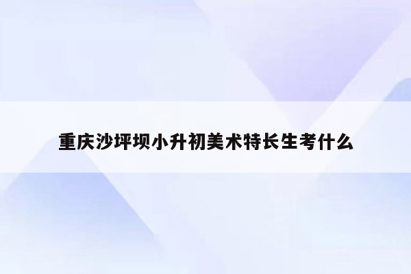 重庆沙坪坝小升初美术特长生考什么