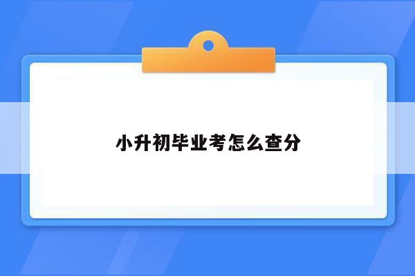 小升初毕业考怎么查分