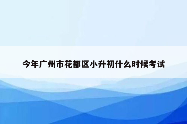 今年广州市花都区小升初什么时候考试