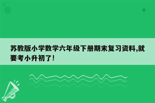 苏教版小学数学六年级下册期末复习资料,就要考小升初了!