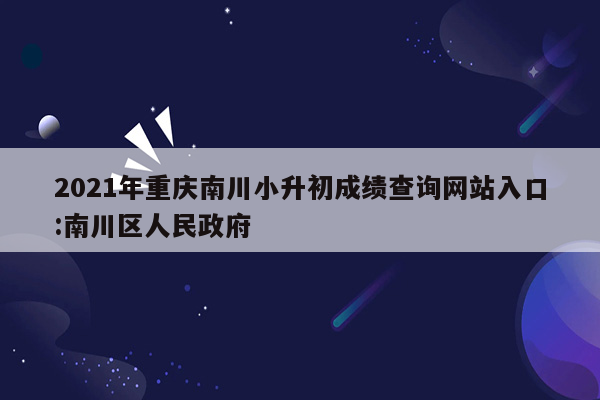 2021年重庆南川小升初成绩查询网站入口:南川区人民政府