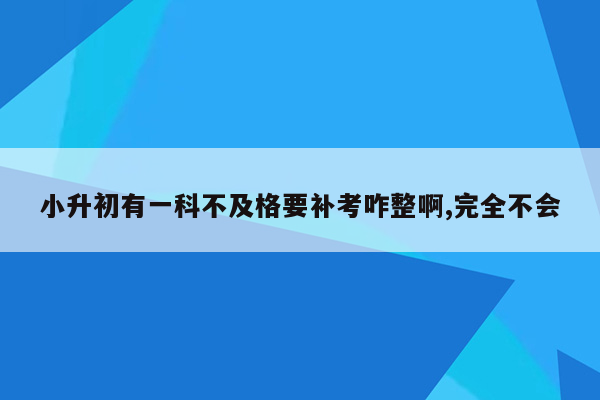 小升初有一科不及格要补考咋整啊,完全不会