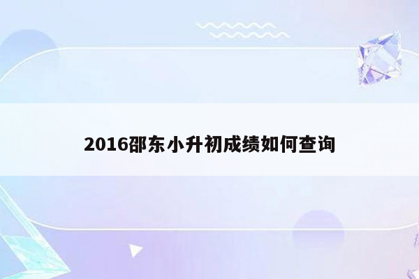 2016邵东小升初成绩如何查询