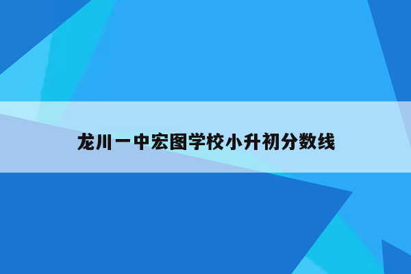 龙川一中宏图学校小升初分数线