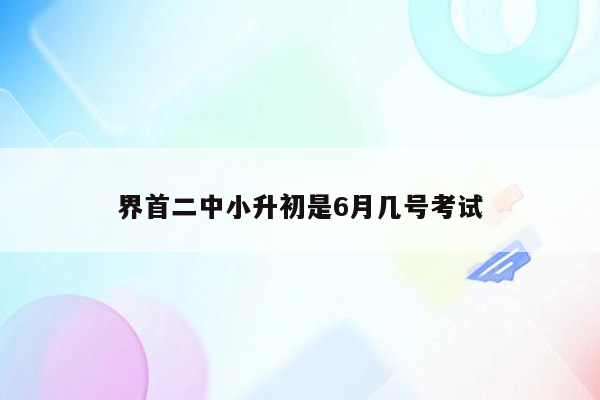 界首二中小升初是6月几号考试