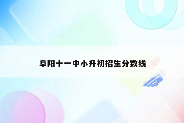 阜阳十一中小升初招生分数线