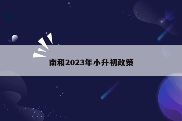 南和2023年小升初政策