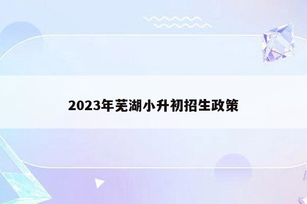 2023年芜湖小升初招生政策