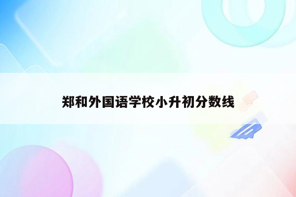 郑和外国语学校小升初分数线